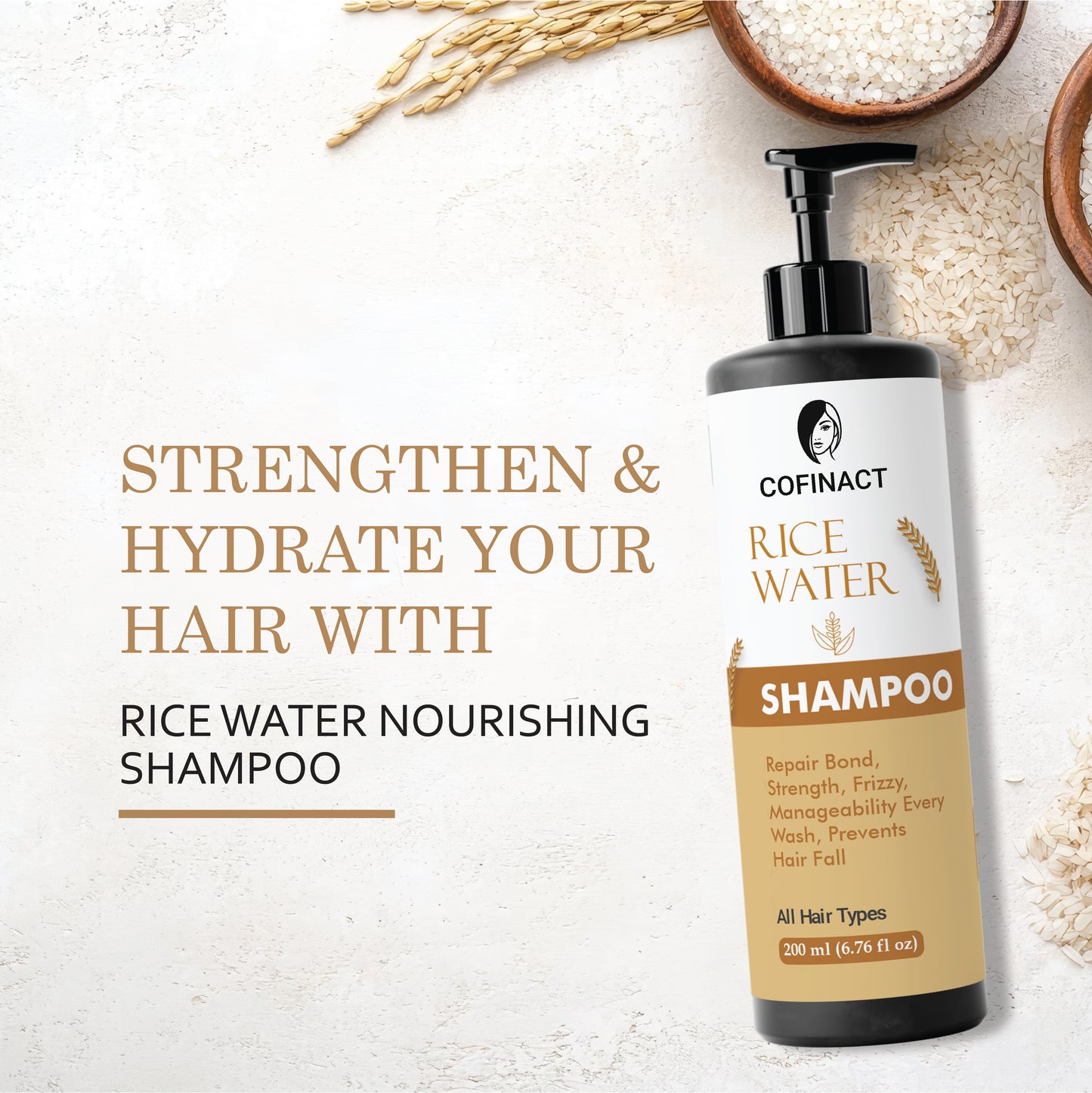 Rice Water Shampoo for Hair Growth & Strength | Nourishing & Hydrating, Restores Shine, Repairs Damage