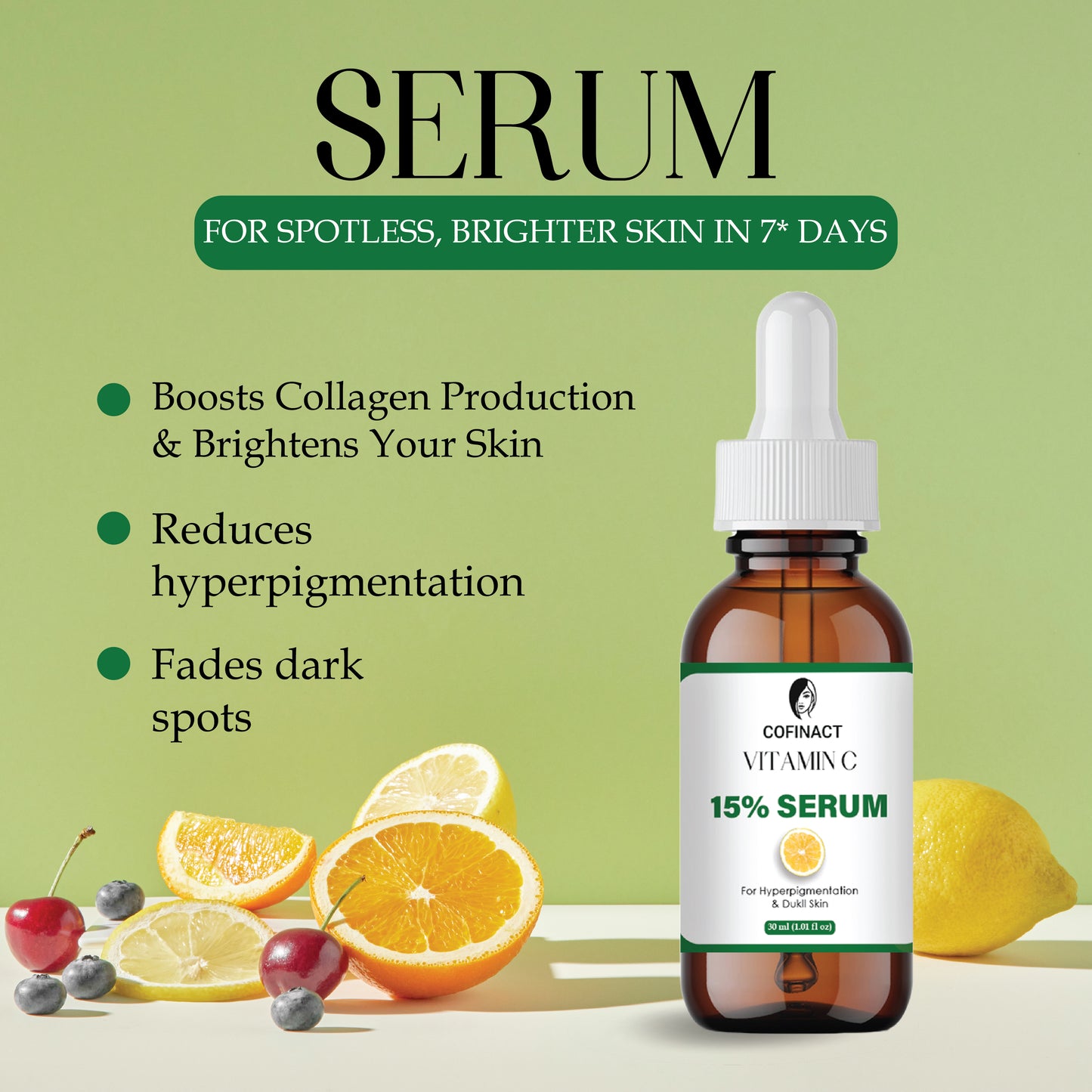 Vitamin C Face Serum with Hyaluronic Acid & Vitamin E | Brightening & Anti-Aging Serum for Glowing Skin | Reduces Dark Spots, Fine Lines & Pigmentation | Lightweight & Non-Greasy Formula